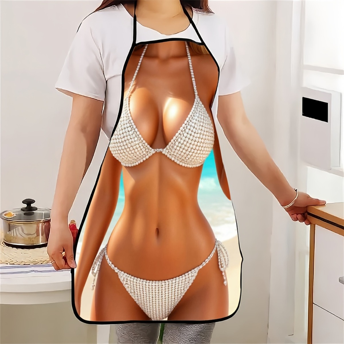 Baking Kitchen At Home - 1pc Bikini Print Apron - Fashionable