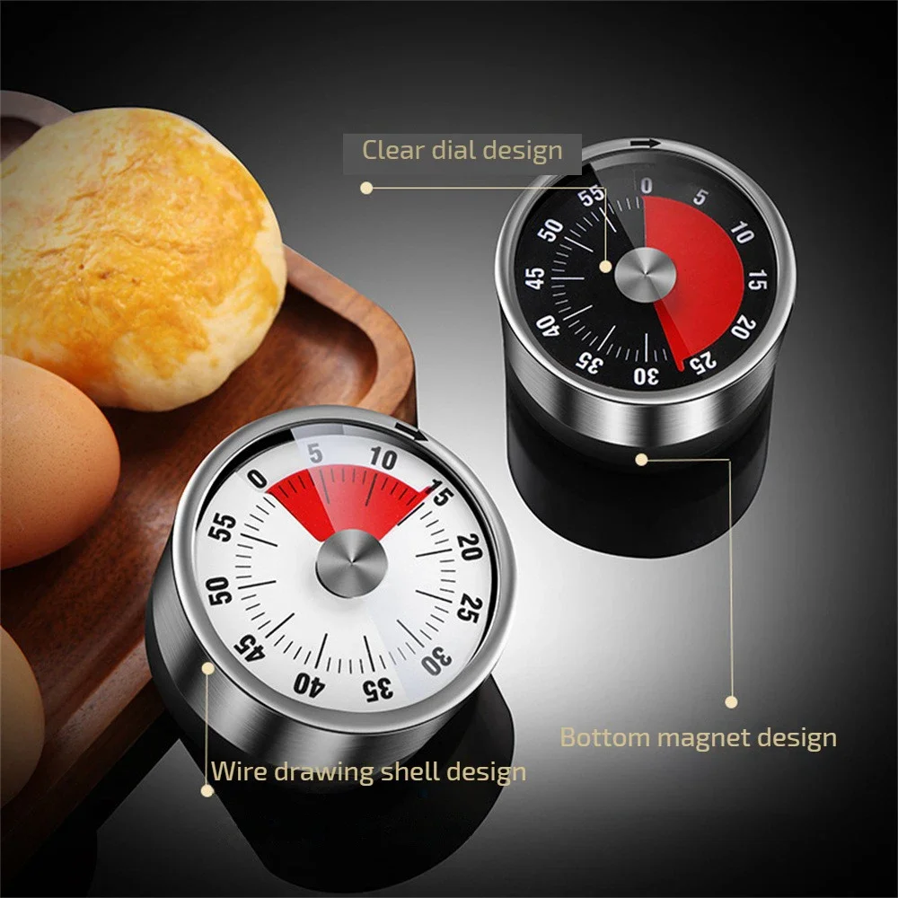 Kitchen Baking Timer - New Stainless Steel Visual Timer Mechanical