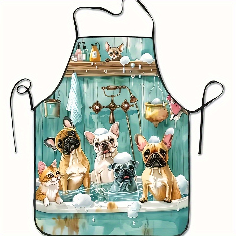 Baking Kitchen At Home - Fashion Cartoon Dog Bathing Pattern Apron