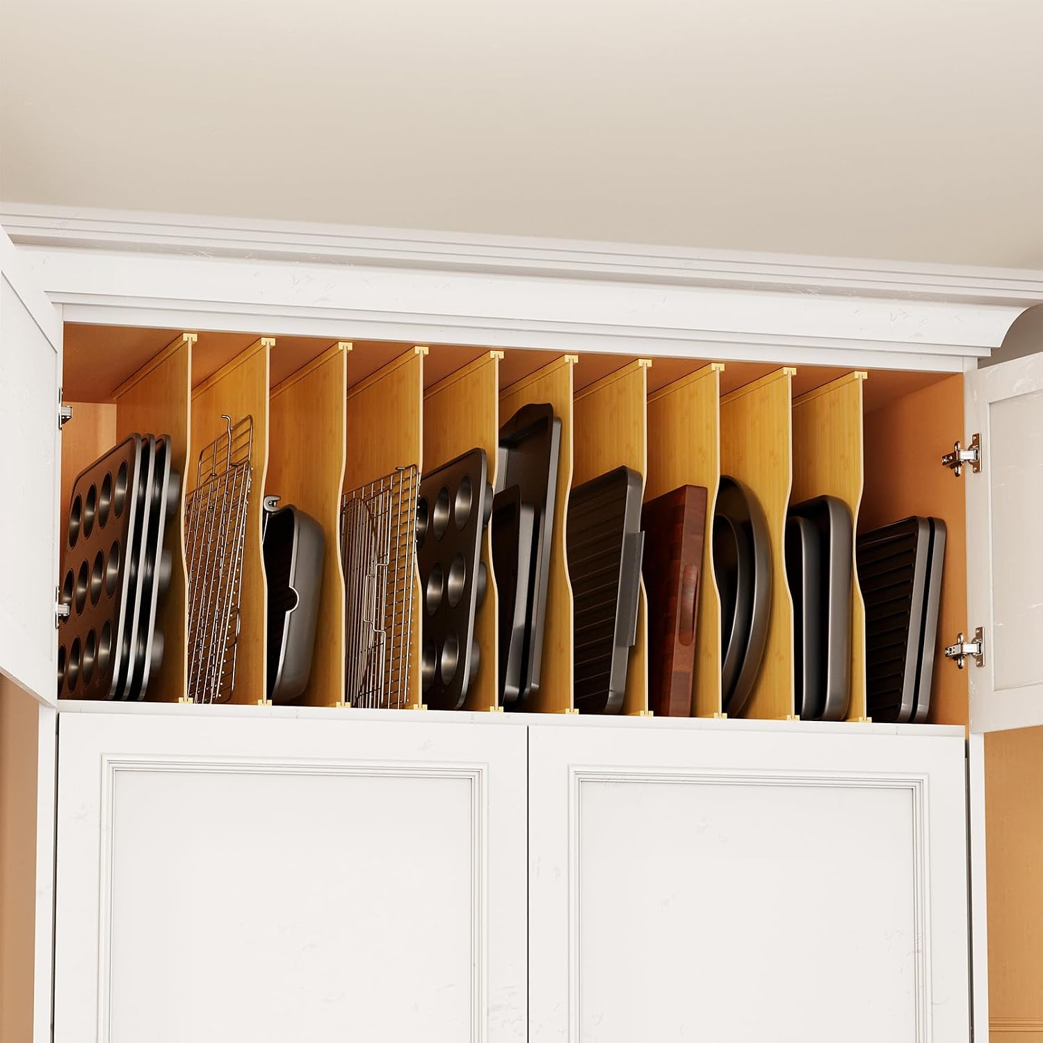 Kitchen Baking Pantry - 10 Pack Bamboo Tray Dividers for
